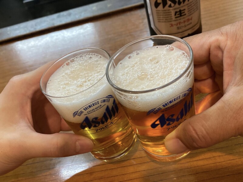 とろろ料理・魚料理 麦とろ 福島県会津若松市栄町 瓶ビール 乾杯
