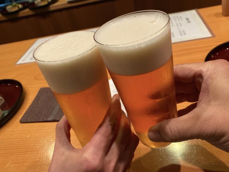 日本料理たかむら 秋田県秋田市大町 生ビール 乾杯