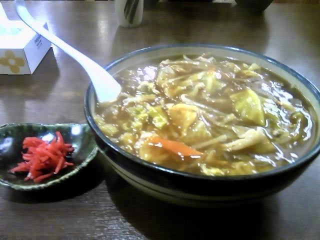 食堂豊嶋 ハルちゃんラーメン 秋田県秋田市川尻 秋田ご当地ラーメン 餡掛けちゃんぽん あんかけチャンポン(醤油味)