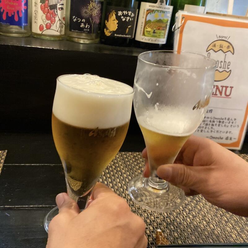 酒・飯・楽 Omoshe おもしぇ 居酒屋 和食 秋田県秋田市大町 生ビール 乾杯