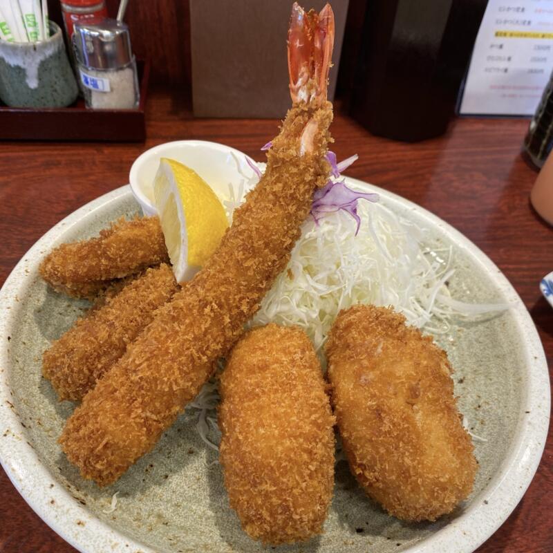 とんかつ 咲々 さくさく 秋田県秋田市泉中央 咲々ミックス定食 ミックスフライ定食 エビフライ 海老フライ 一口ヒレカツ エビクリームコロッケ