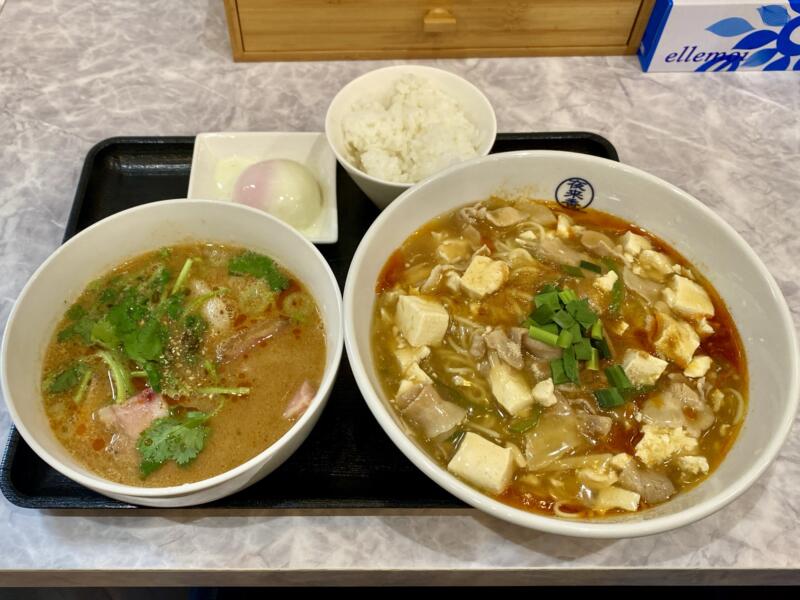 自家製麺 麺や二代目 夜来香 イエライシャン 秋田県秋田市下新城中野 スーラーまぜつけ麺 追い飯 温玉 パクチー