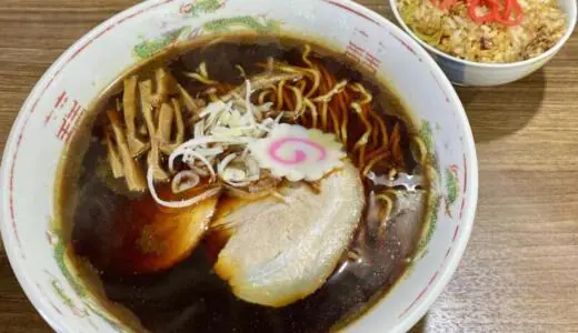 枡はん(ますはん)＠福島県郡山市本町にて濃口ラーメン＋チャーハンをオーダー！クセ旨な福島ご当地・郡山ブラックと焼き飯と呼ぶのがピッタリな半チャンラーメンセット♪