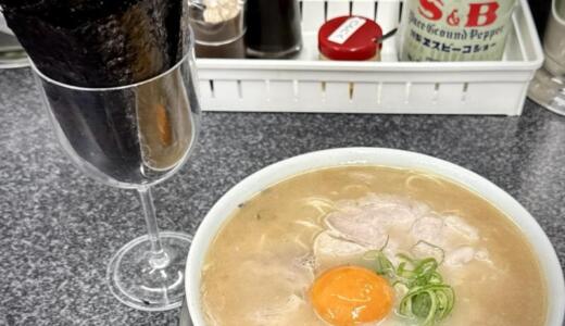 佐賀ラーメン いちげん。＠佐賀県佐賀市にて卵黄入りラーメン＋干海苔をオーダー！超常連さんにお勧めされた卵黄＆干海苔の組み合わせが最高だった♪