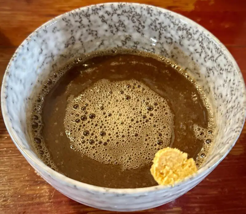 麺屋 十郎兵衛 じゅろへえ 秋田県大仙市上栄町 朝ラーメン 朝ラー 朝つけ麺 濃厚豚骨魚介系つけめん つけ汁 スープ