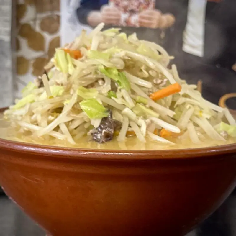大衆食堂 中華そば たんぼめへ 山形県新庄市五日町 元祖みそ中華 味噌ラーメン サイドビュー てんこ盛り ボリューム