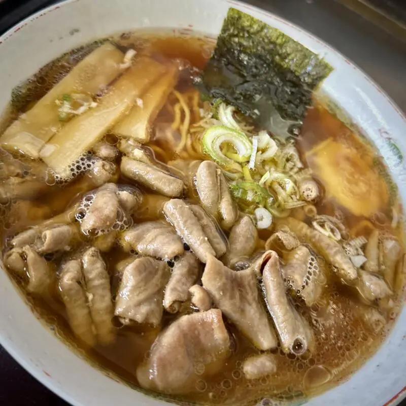 大衆食堂 中華そば たんぼめへ 山形県新庄市五日町 ホルモンラーメン 醤油ラーメン 具