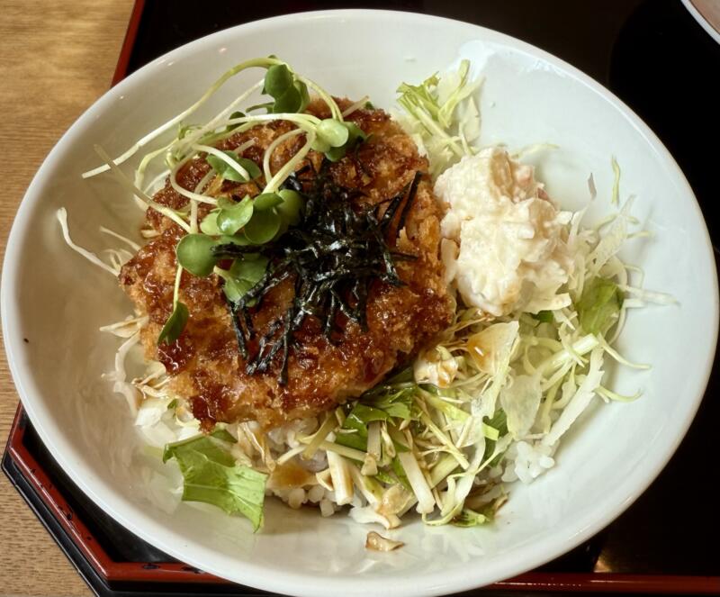味の駅 秋田県仙北郡美郷町六郷 おまかせ定食 冷やし中華 ミニソースかつ丼 漬物 デザート