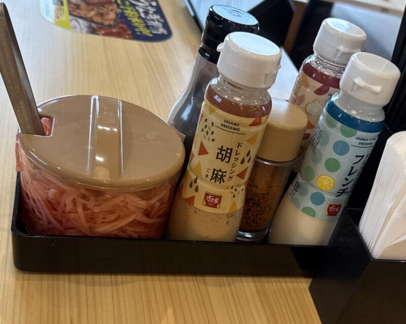 すき家 107号北上和賀店 岩手県北上市和賀町藤根 白髪ねぎ味噌ラーメン ミニ牛丼セット 味変 調味料