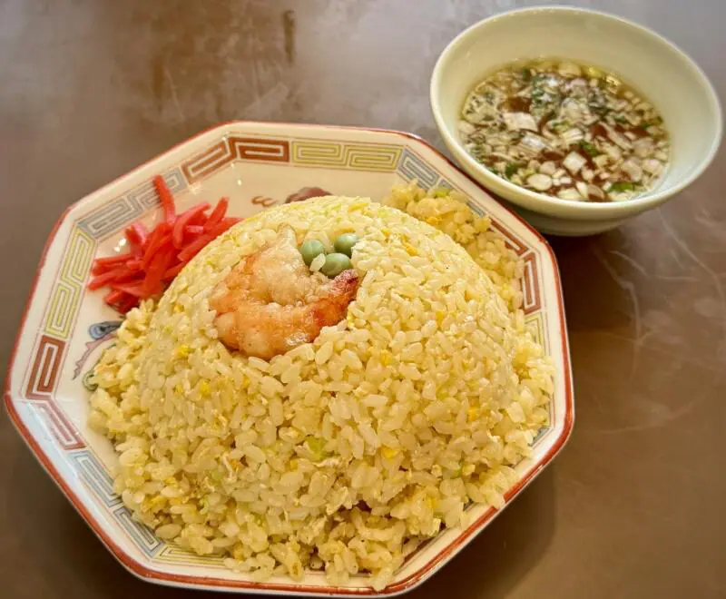 中国料理 パリスタ飯店 旧鷹巣町 秋田県北秋田市松葉町 蝦仁炒飯 エビ焼メシ 海老チャーハン スープ付き