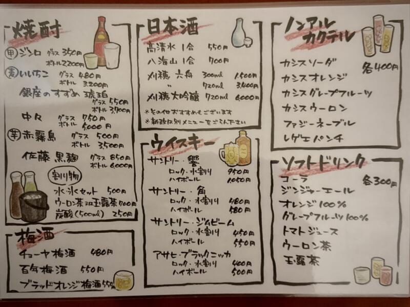創作厨房 五臓六腑 ごぞうろっぷ 秋田県大仙市大曲丸の内 メニュー