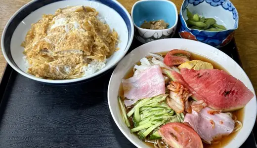 御食事処 大さと@秋田県湯沢市山田にて冷し中華＆カツ丼をオーダー！日替わり定食とジャンボチキンカツも人気な隠れオモウマい店♪