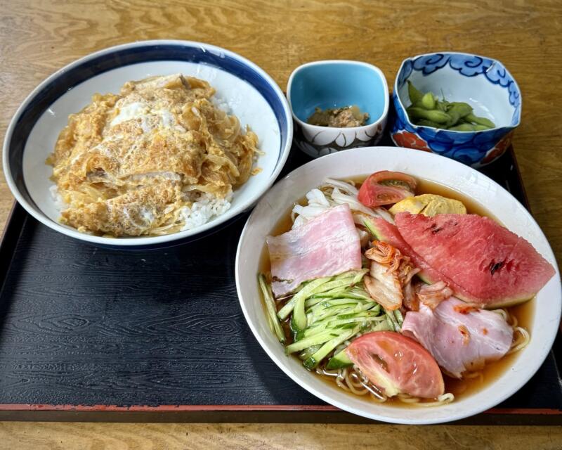 御食事処 大さと おおさと 秋田県湯沢市山田 隠れオモウマい店 冷し中華 カツ丼 小鉢付き