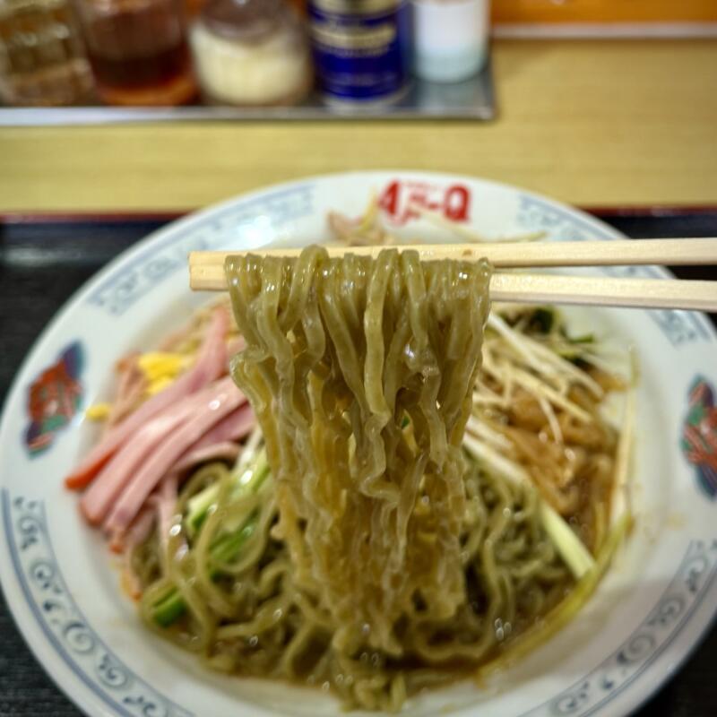 ラーメンショップ Aji-Q 乙部店 アジキュー おとべ店 パンダラーメン 岩手県盛岡市乙部 冷し南蛮 モロヘイヤ麺に変更 夏季限定メニュー 自社製麺