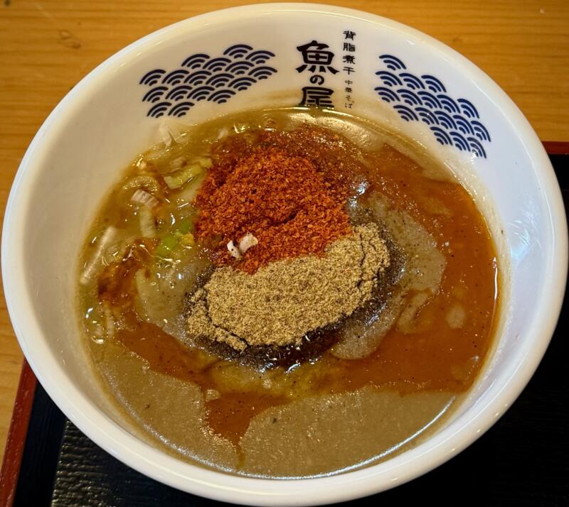 麺華 春は桜に牡丹 秋田県秋田市東通 秋田駅裏 辛辛つけめん 辛いつけ麺 辛め つけ汁 スープ