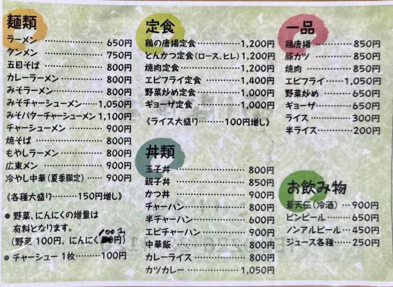 こけし食堂 宮城県気仙沼市田中前 不動の沢駅 メニュー