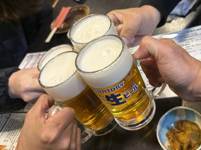 居酒屋 えん 山形県米沢市中央 生ビール 乾杯