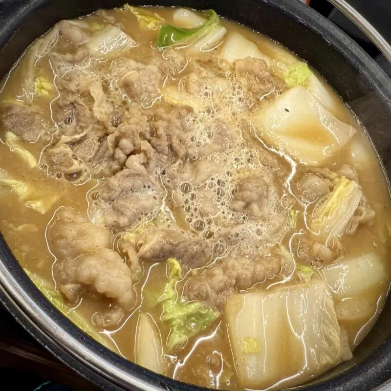 吉野家 7号線秋田土崎店 秋田県秋田市土崎港相染町 土崎駅 牛肉玉ラーメン鍋膳(とんこつ) 牛肉玉とんこつラーメン鍋膳 具