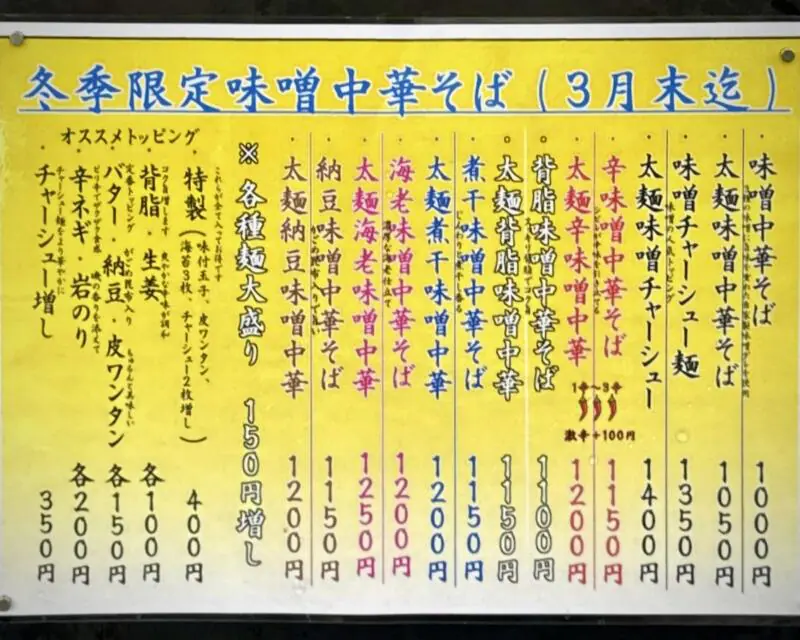中華そば ﻿琴の こんの 山形県鶴岡市羽黒町黒瀬 鶴岡駅 メニュー