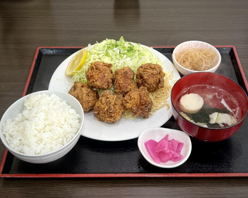 きらく食堂 秋田県横手市条里 一の口 横手駅 鶏から揚げ定食 鶏の唐揚げ定食