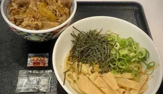 吉野家 秋田広面店にて牛丼＋油そばをオーダー！ラーメン類の提供第三弾は単品では食べれない新満足セット♪