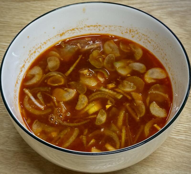 手打ラーメン いさみ いさみ食堂 福島県会津若松市馬場町 一の町 七日町駅 会津若松駅 ピリ辛手打つけ麺 スープ つけ汁