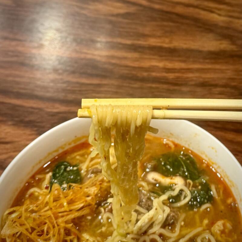 焼肉 炭火焼き 暖団家 ホルモン厨房 暖団家 秋田県秋田市仁井田 上新田 羽後牛島駅 ピリ辛カルビラーメン 麺