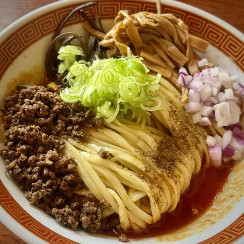 麺や 渚 なぎさ 秋田県南秋田郡五城目町鵜ノ木 五城目バスターミナル 八郎潟駅 汁無し担々麺 具