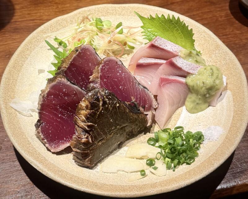 友四郎 中央店 山梨県甲府市 甲府駅前 鰹わら焼き&プリぬた盛り合わせ