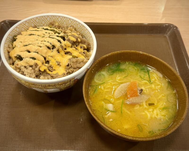 すき家 13号秋田牛島店 秋田県秋田市牛島東 羽後牛島駅 牛島駅入口 とん汁みそらーめん 豚汁味噌ラーメン 高菜明太マヨ牛丼