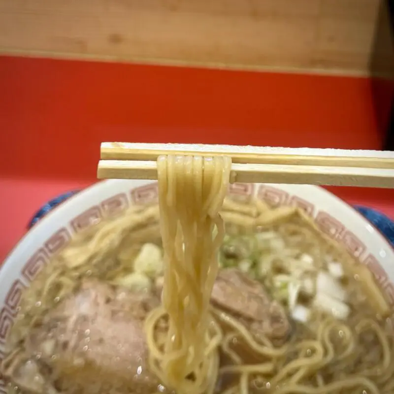 らーめん 旭南軒 きょくなんけん 秋田県秋田市旭南 羽後牛島駅 旭南小学校前 醤油ラーメン しろ 背脂醤油ラーメン 麺
