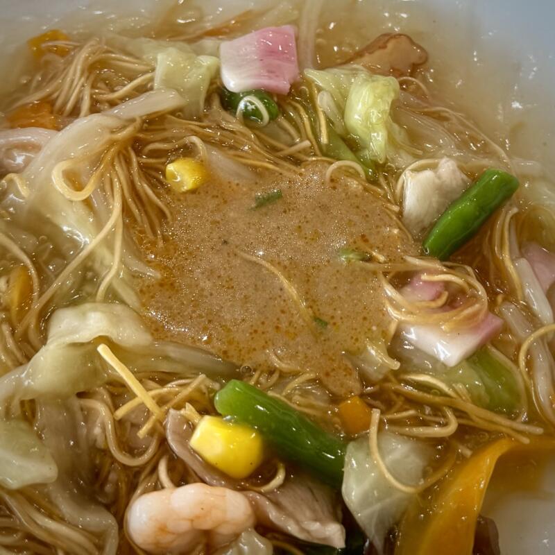 リンガーハット イオンモール大曲店﻿ 秋田県大仙市和合 イオンモール大曲2階 スモール長崎皿うどん 炭火焼き鴨肉入り海老つけ麺のスープ掛け